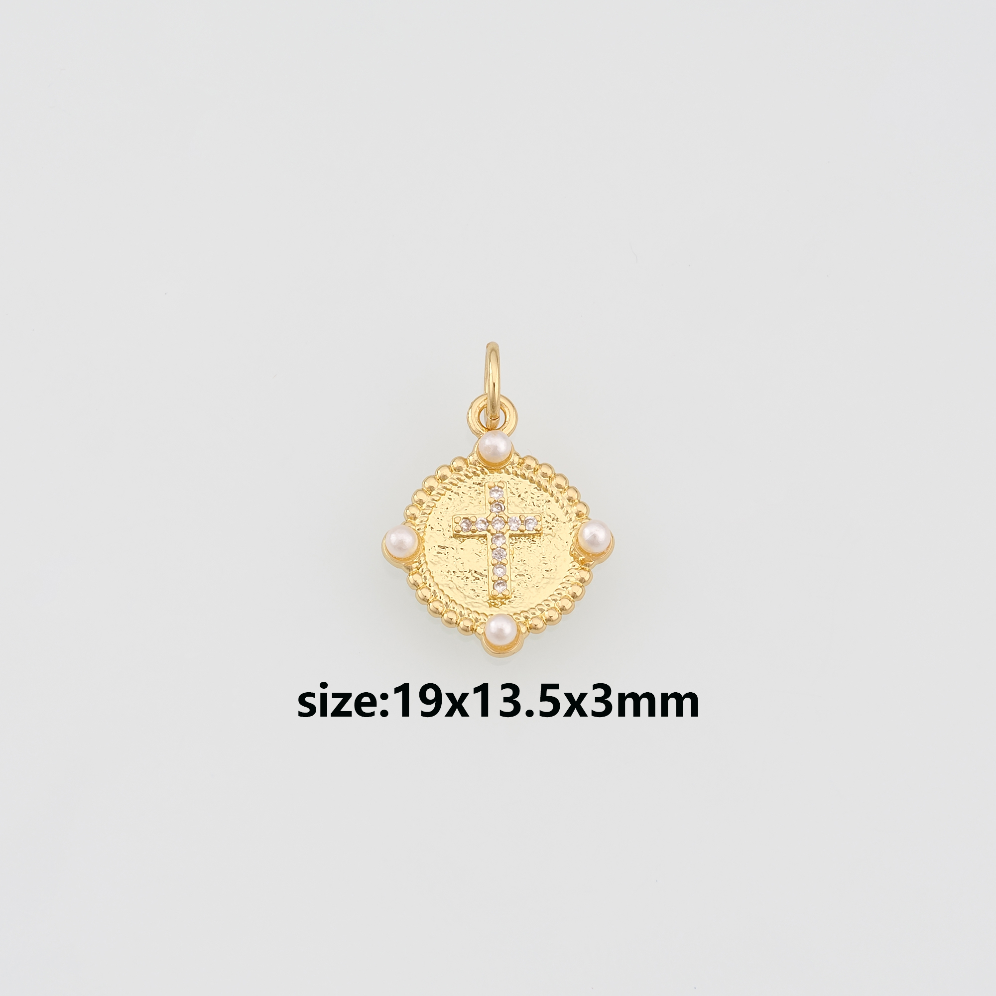 18K Gold Filled Cross Pendant,CZ Micro Pave Religious Charm Earrings Necklace for DIY Jewelry Making Supply
