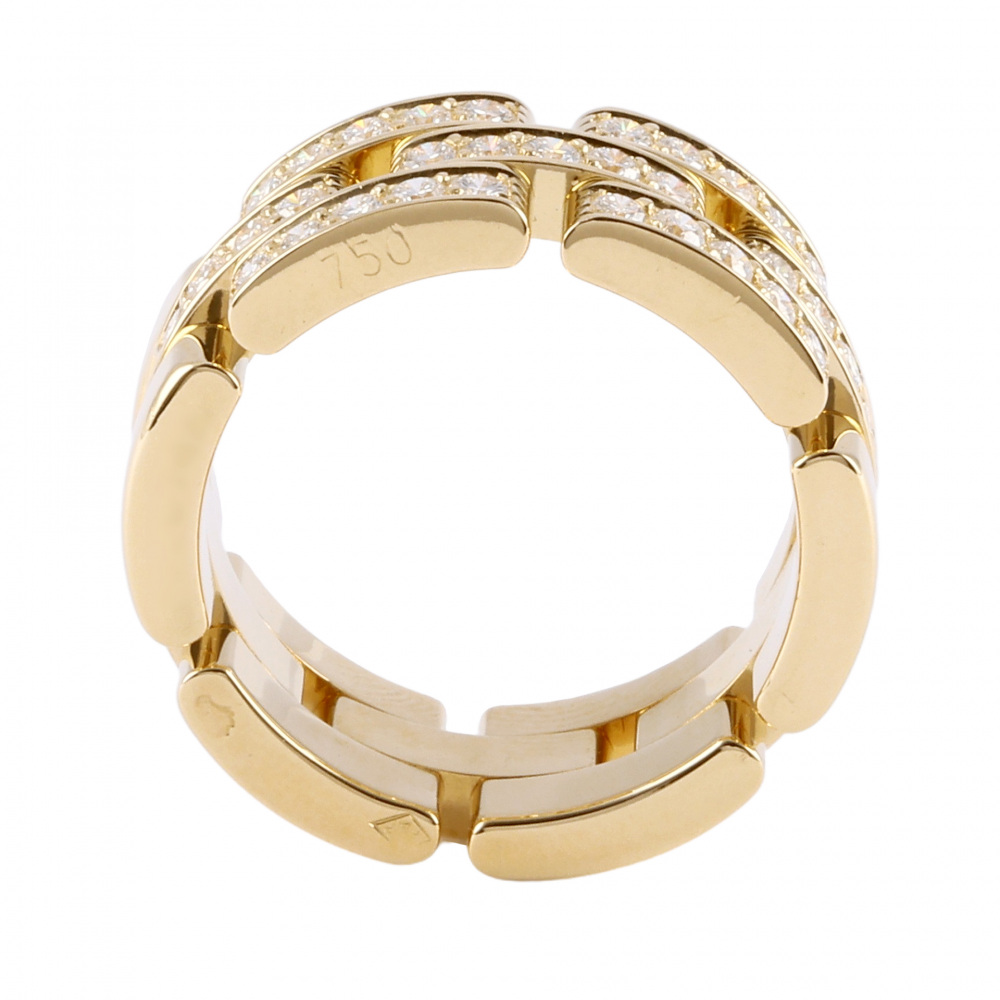 Cartier Mayon Pantale Triple Half Pave Ring 18K Yellow Gold Diamond B412700