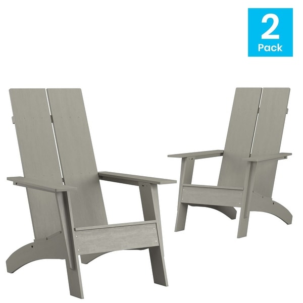 Modern Dual Slat Back Adirondack Style Chairs,Set of 2