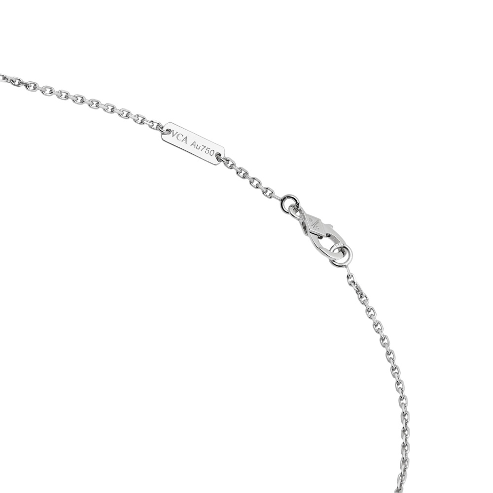 Van Cleef & Arpels Perlet Clover Pendant Necklace 18K White Gold Diamond