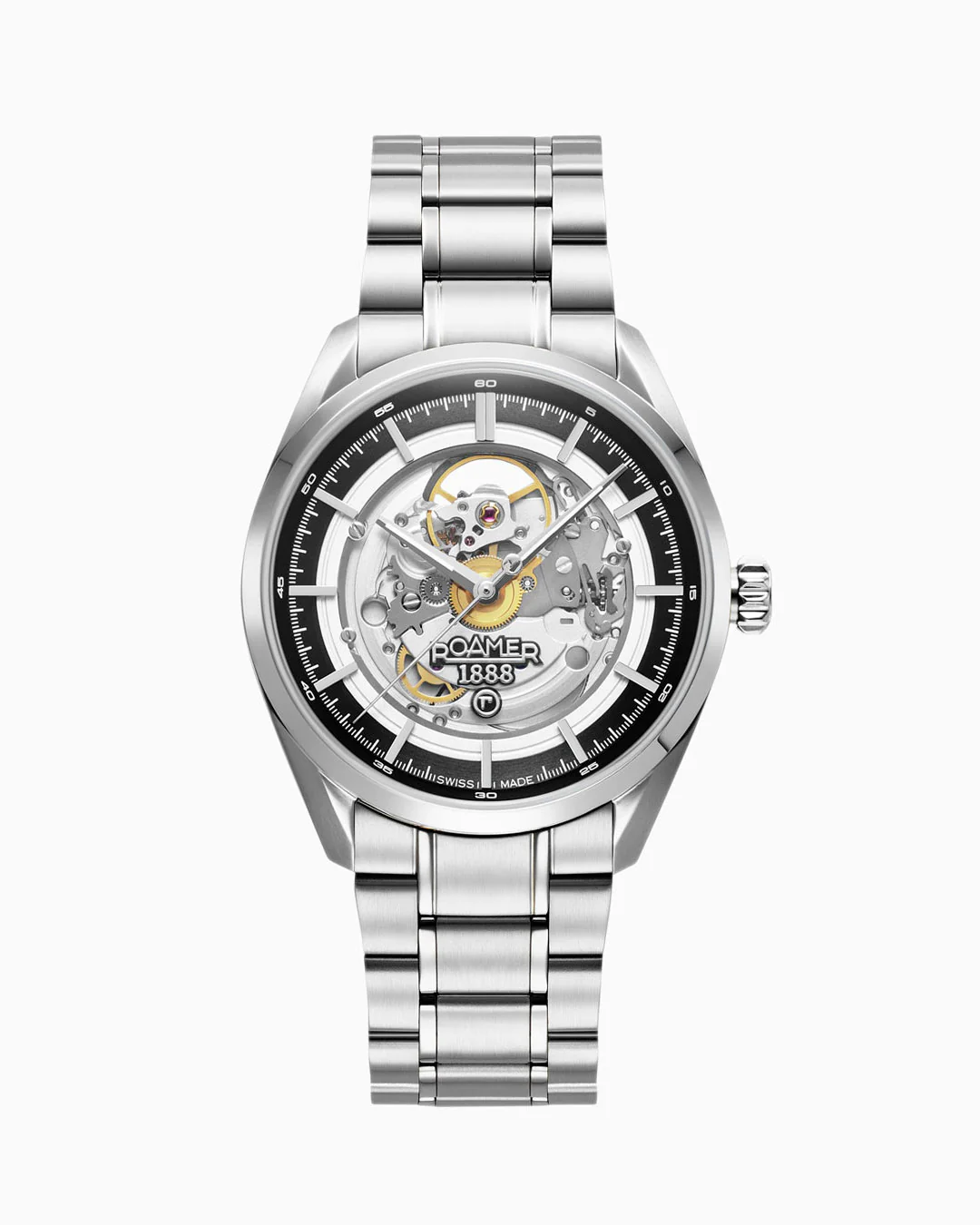 Pro Auto 42 mm Automatic Three-Hand Black Dial Silver Bracelet Sapphire glass Stainless Steel swiss watch