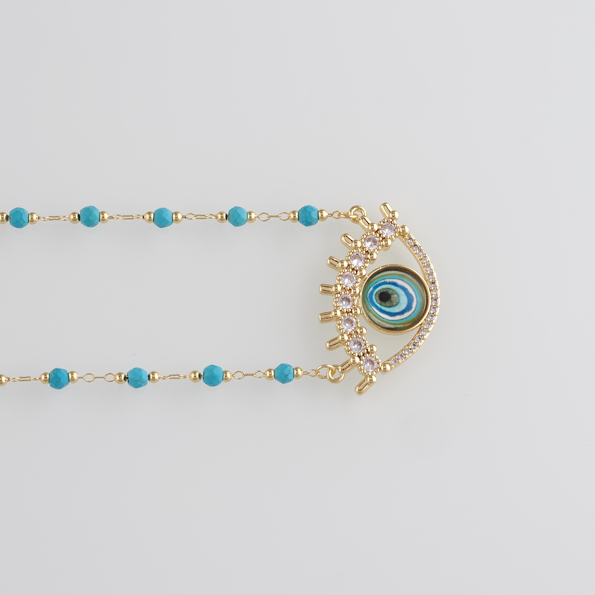 18K Gold Filled Evil Eye Necklace,Beaded Necklace,Minimalist Necklace,Adjustable Necklace