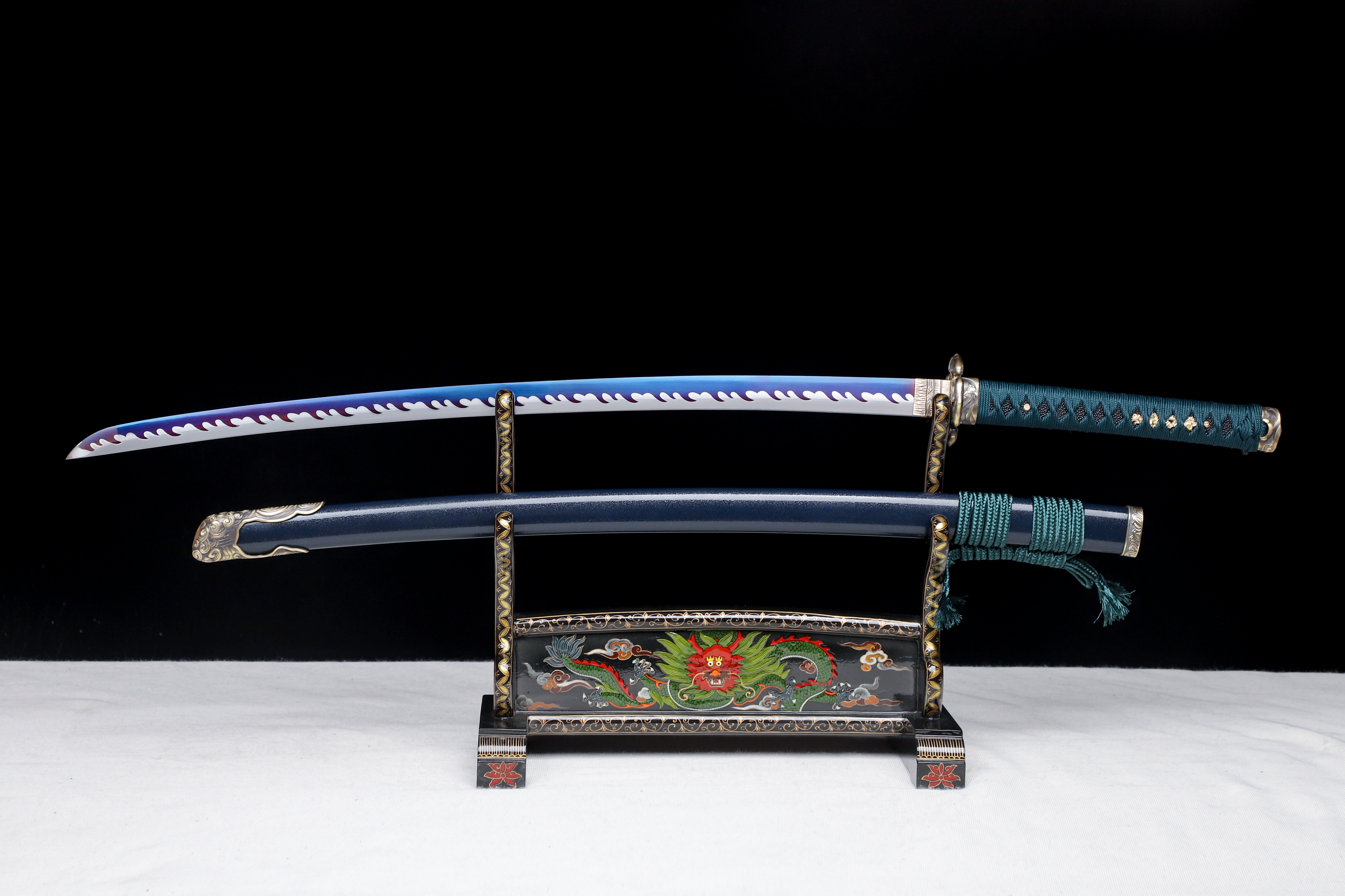Handmade Japanese Katana 9260 Spring Steel Purple Blade Full Tang