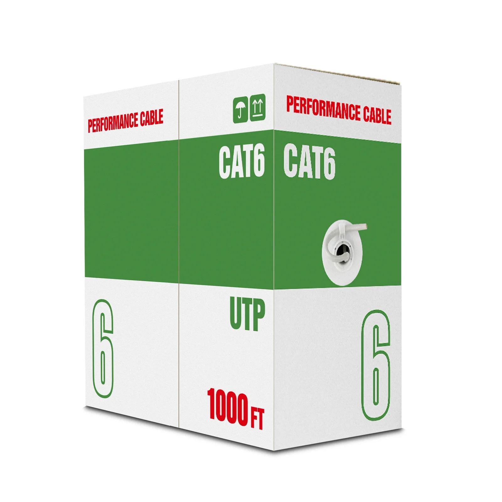CENTROPOWER Cat6 Cable 1000ft，23AWG Solid Bare Copper Cable，CMR Full Gigabit Ethernet，550 MHz，PoE++ (4PPoE)，UTP ,Unshielded Twisted Pair，UL Listed