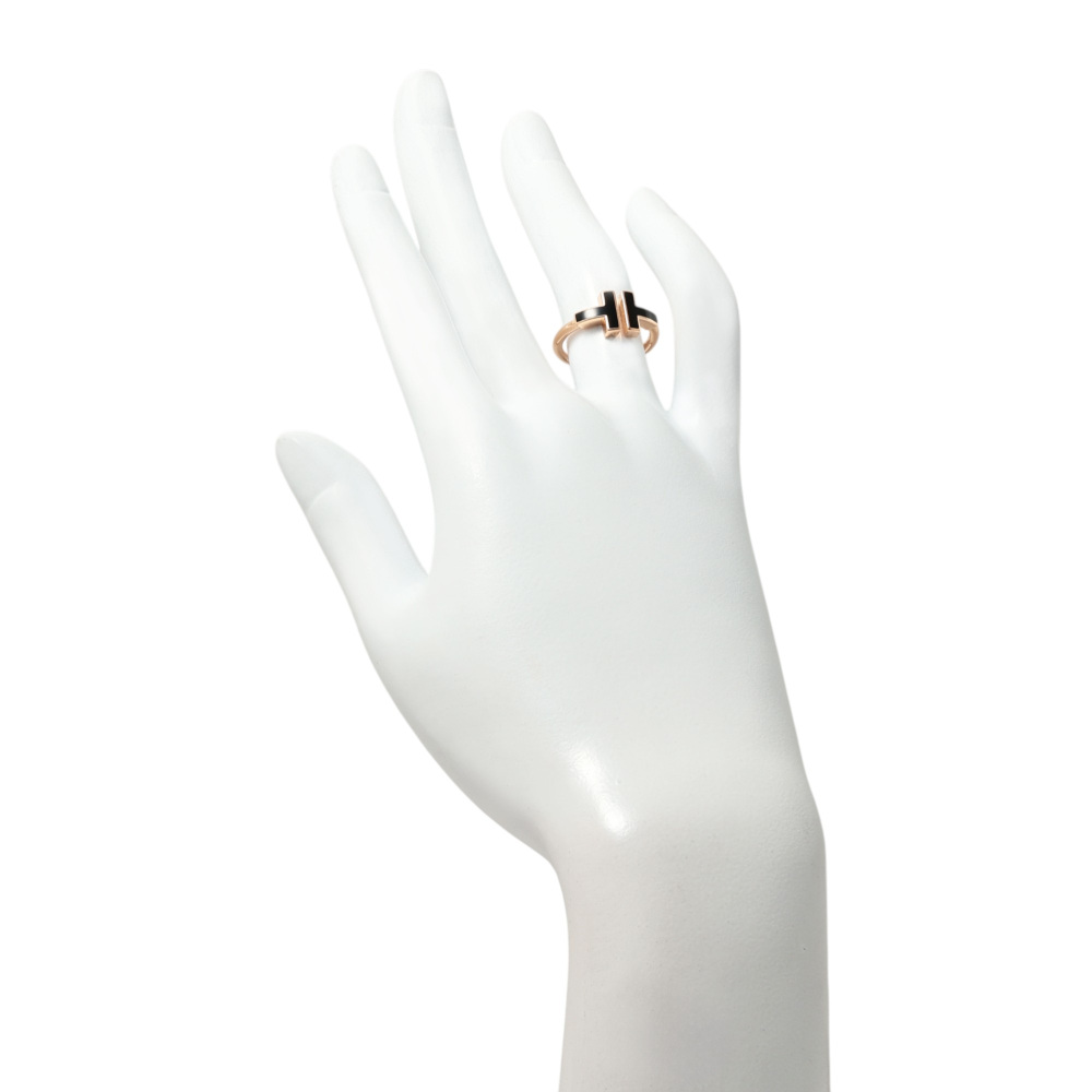 Tiffany & Co. Tiffany T Wire Ring 18K Rose Gold Onyx 64027433