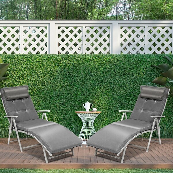 Costway 2PC Folding Chaise Lounge Chair with Cushion