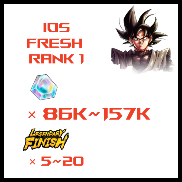 [ Global | IOS ] Dragon Ball Legends Fresh Starter Account with 86k~150k Crystals+6~11LF+90SP