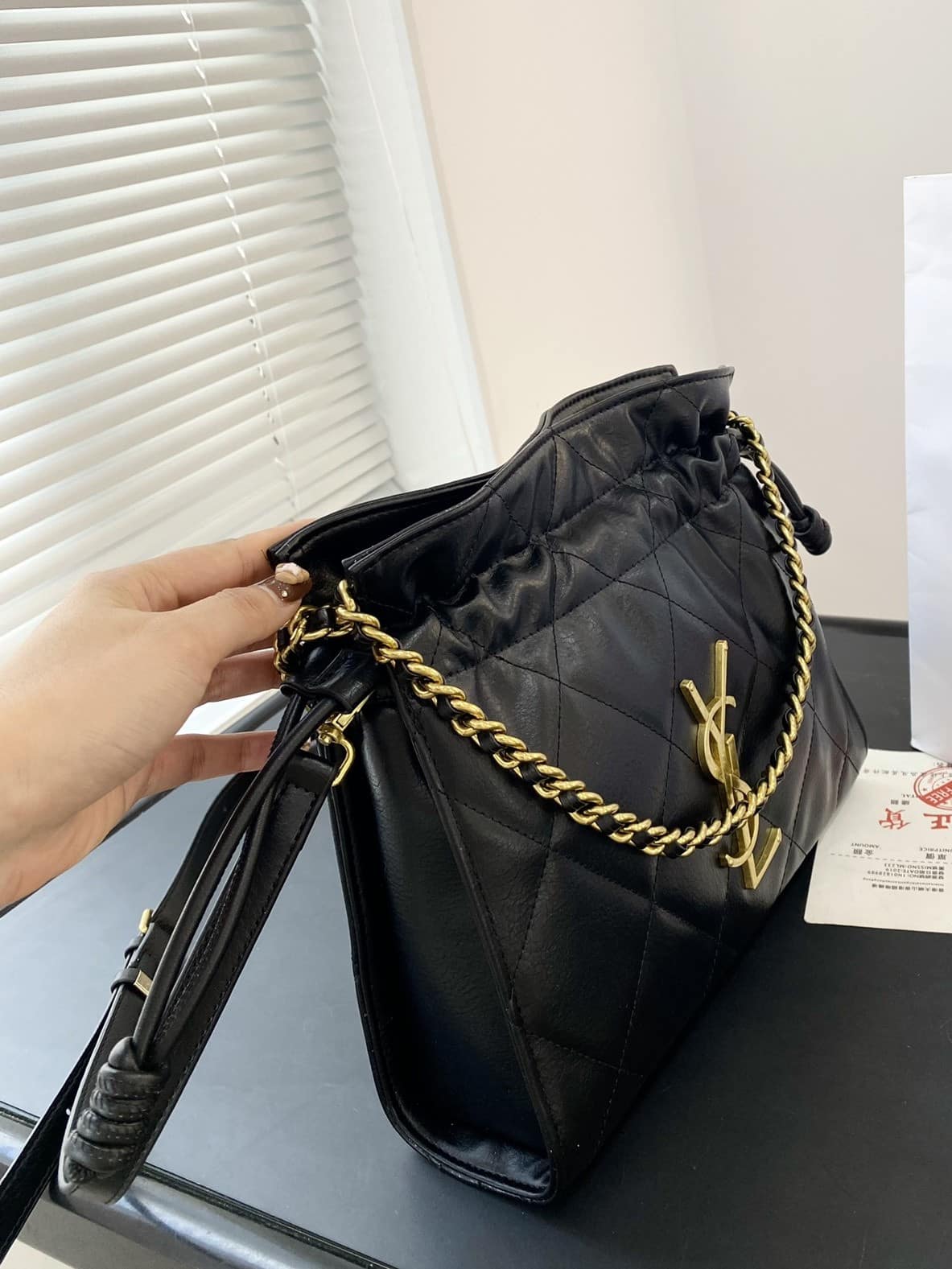 Saint Laurent Bucket Bag Quilted Black 29Cm