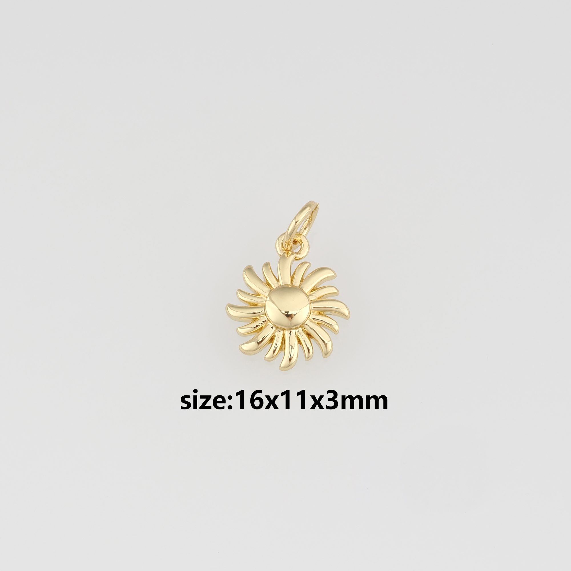 18K Gold Filled Sun Pendant,Celestial Charm Earrings Necklace for DIY Jewelry Making Supply