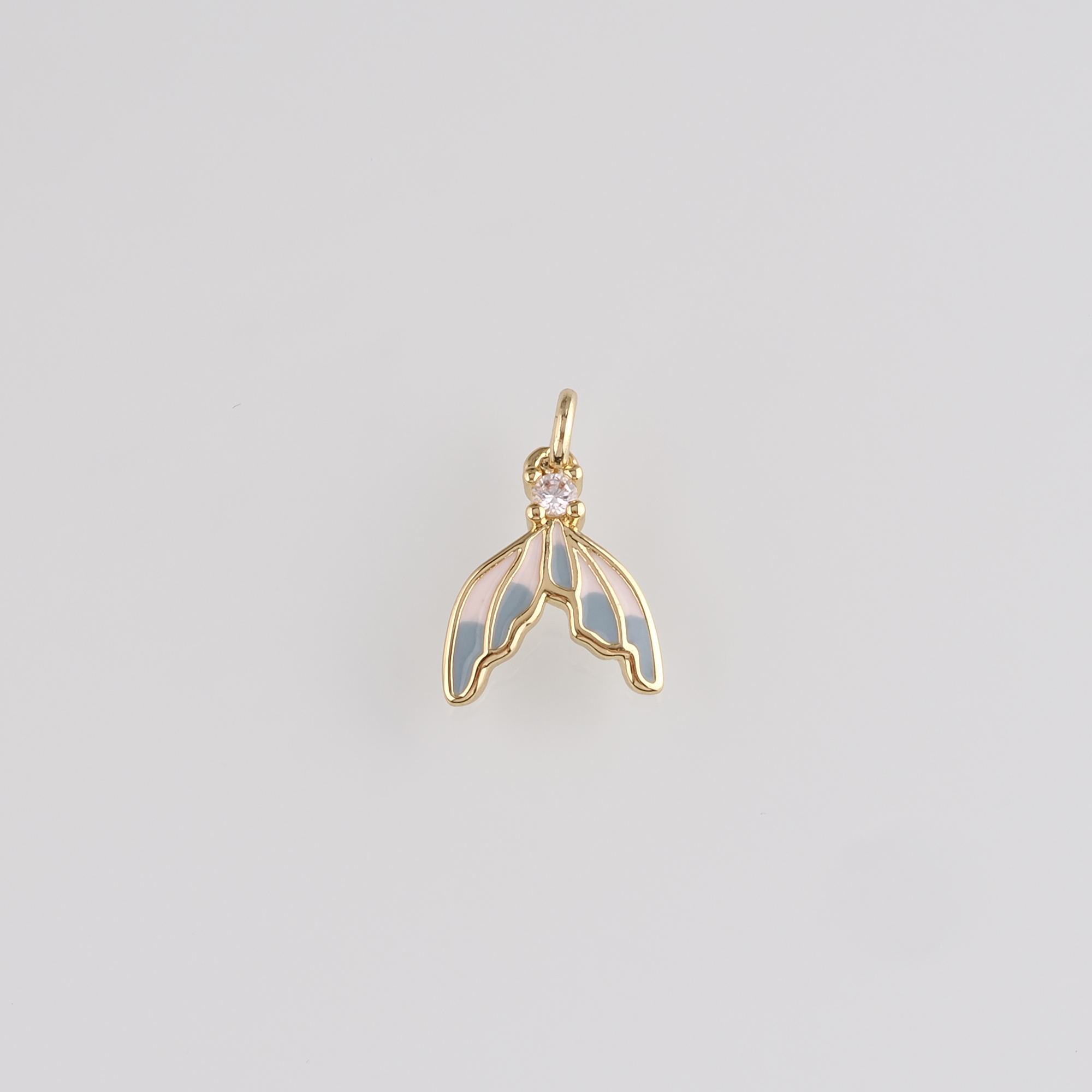 18K Gold Filled Whale Tail Pendant,Enamel Whale Tail Charm Earrings Necklace for DIY Jewelry Making Supply