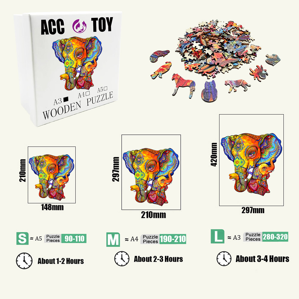 Animal Wooden Puzzle-Lovely elephant