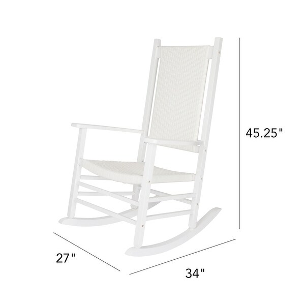 Hampton Genuine Hardwood Rocking Chair with WeatherResistant Woven Wicker Back (Set of 2)