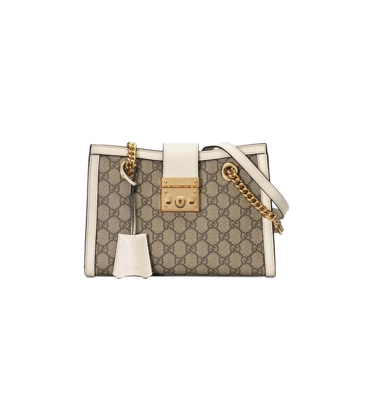 Gucci GG Supreme Padlock Small Shoulder Bag White