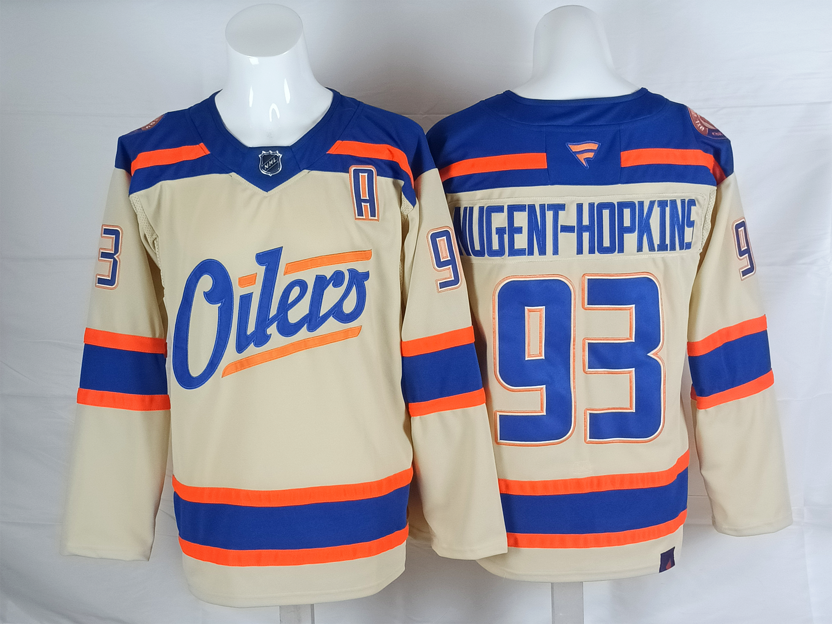 Men's Edmonton Oilers Ryan Nugent-Hopkins #93 Fanatics Light Beige Premium Player Jersey