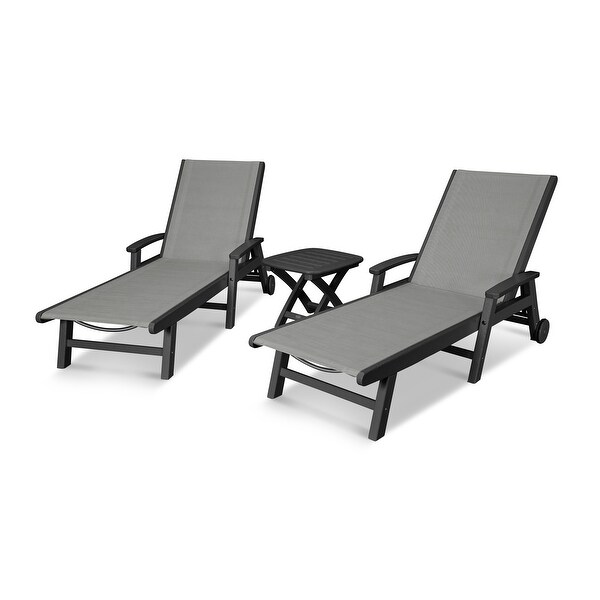 POLYWOOD Coastal 3piece Wheeled Chaise Set