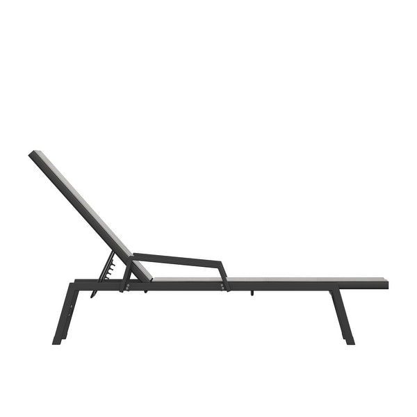 AllWeather Textilene Adjustable Chaise Lounge Chair with Arms