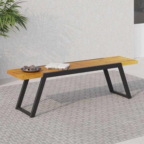 Patio Durable Wood Bench With Iron Frame