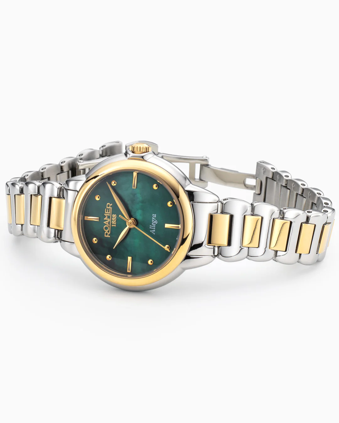 Allegra 32mm Quartz Three-Hand Green Mop Dial  Two-Tone Bracelet Sapphire glass Stainless Steel swiss watch