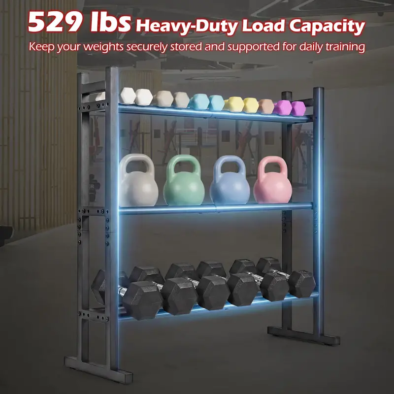 Three-Tier Adjustable Dumbbell Rack – 529-LB Weight Capacity