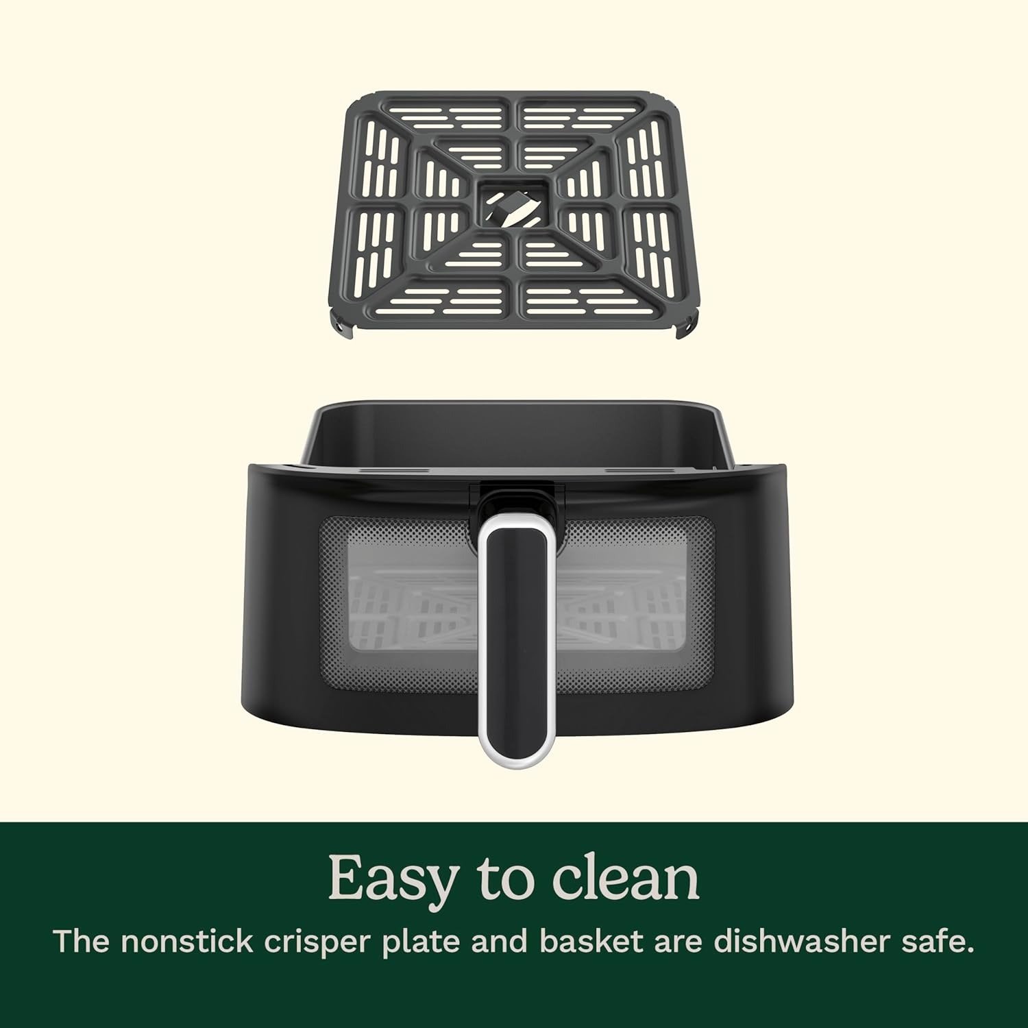 6QT 5-in-1 Air Fryer with Viewing Window, 5 Presets, Toss Reminder, Stainless Steel & Black