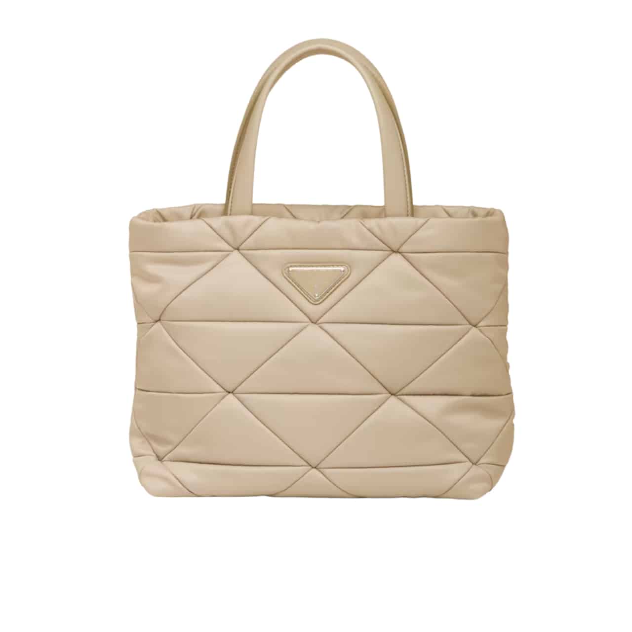 Prada Re Nylon Padded Tote Bag Beige 23Cm