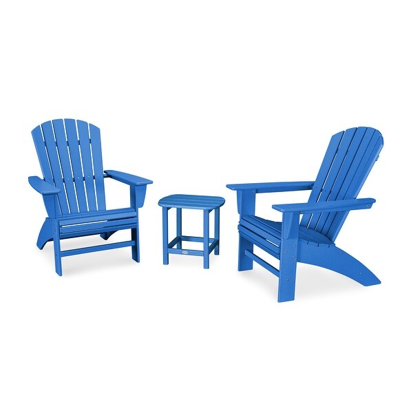 POLYWOOD Nautical 3piece Adirondack Chair and Table Set