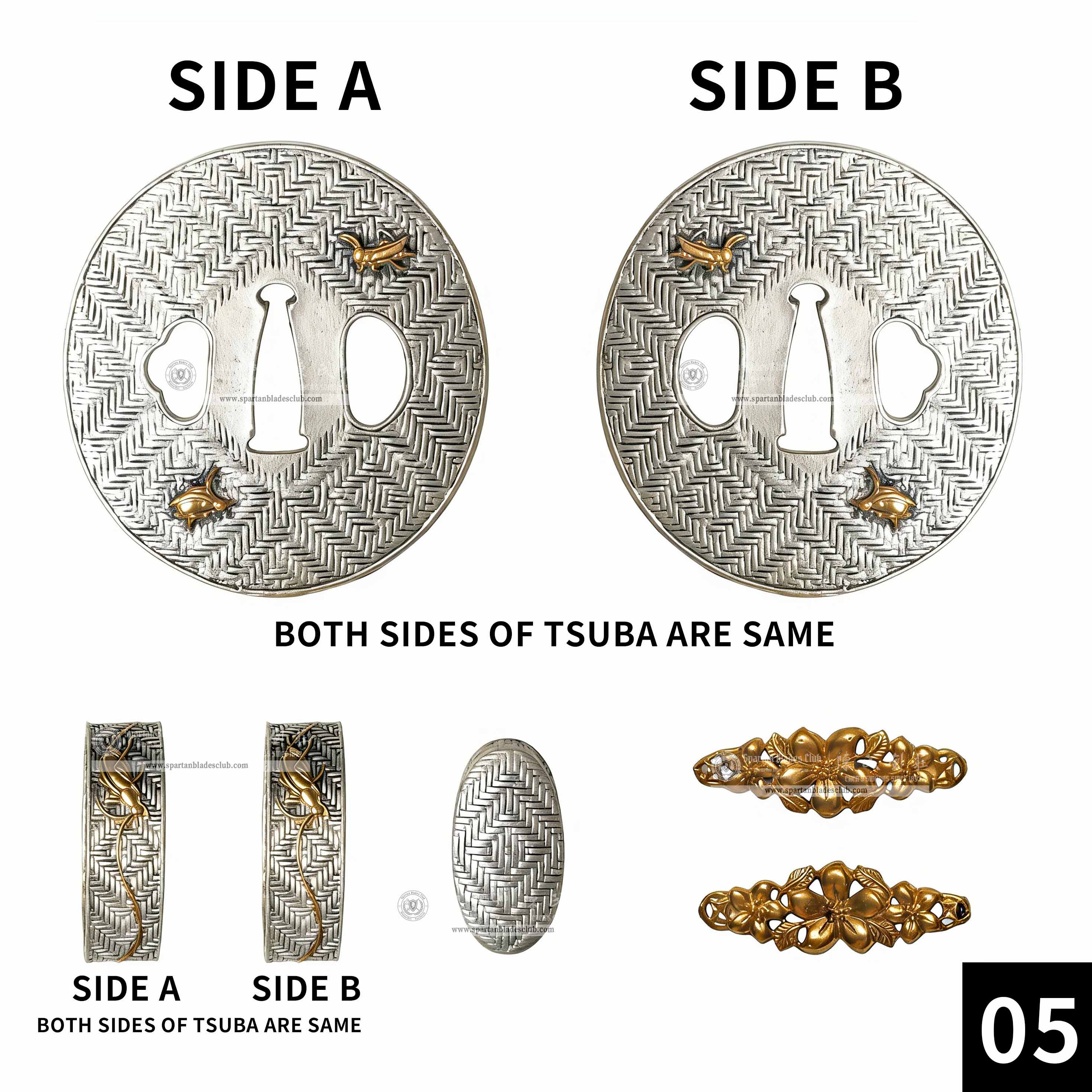 Custom Your Katana | Insect | Complete Set Fittings (Brass Gilded) | Spartan Blades Club | CHEN'S SWORDS 1892 - Spartan Blades Club - 陳氏劍莊1892