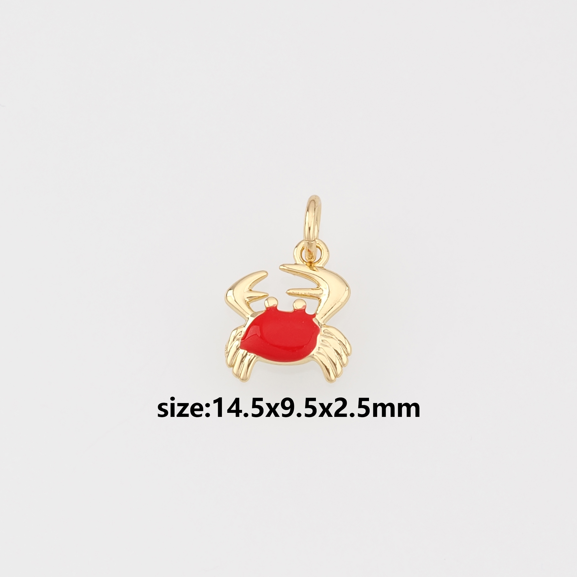18K Gold Filled Crab Pendant,Enamel Cancer Charm Earrings Necklace for DIY Jewelry Making Supply