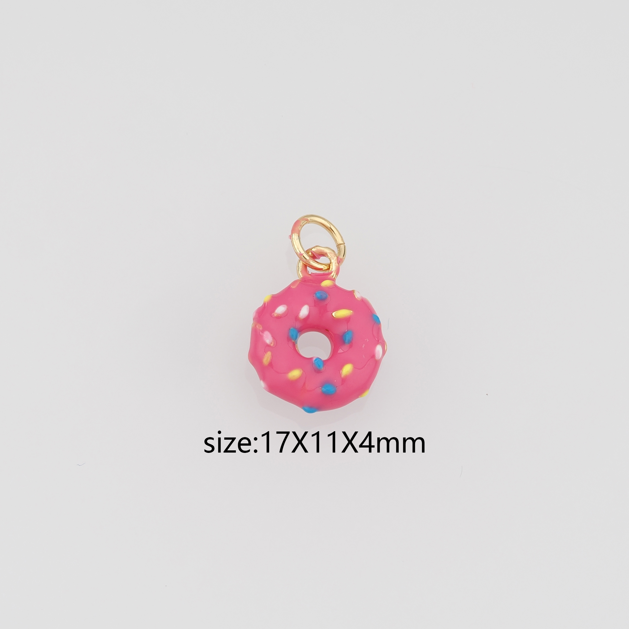 18K Gold Filled Doughnut Pendant,Food Charm,Enamel Donut Earrings Necklace for DIY Jewelry Making Supply