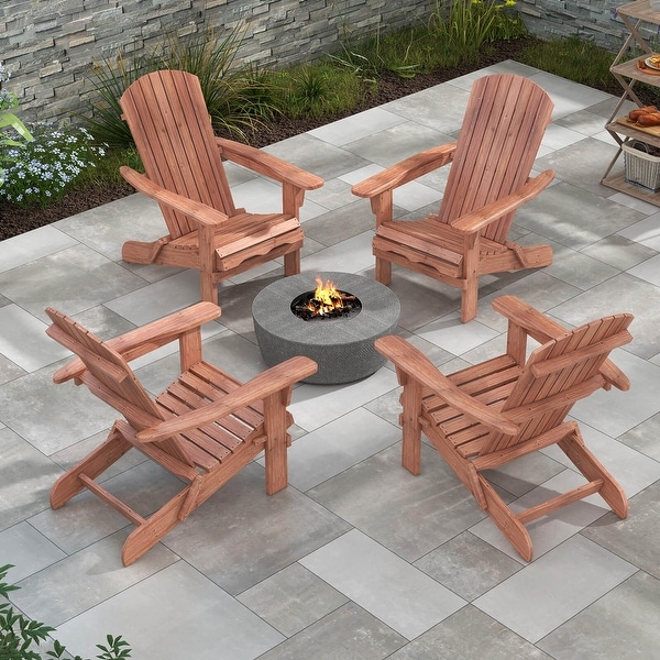 Costway Folding Adirondack Chair Set of 1/4 with High Backrest and Wide