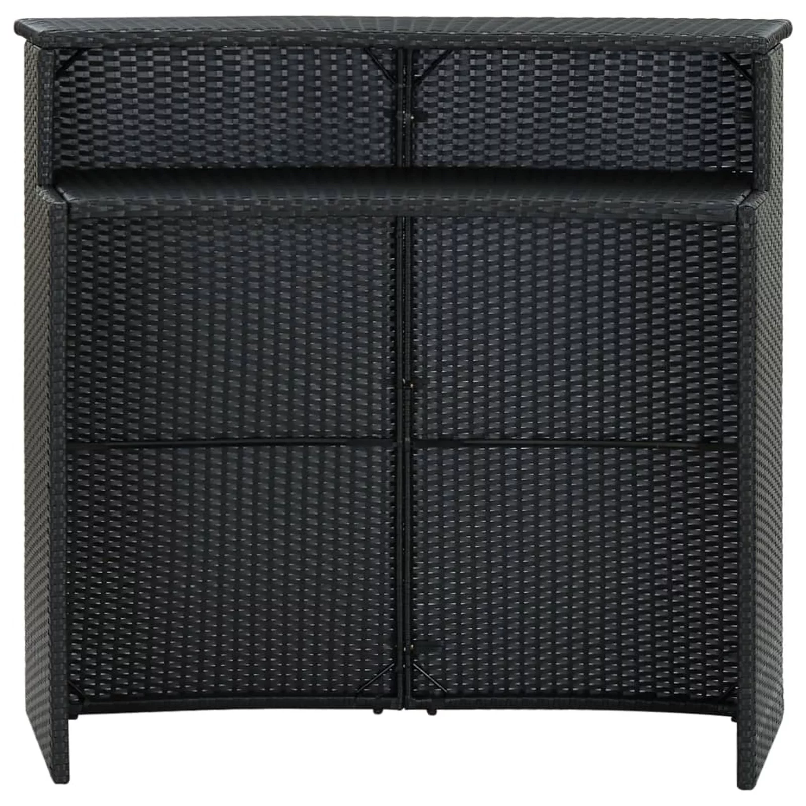 Anself Bar Table Black Poly Rattan 2-Tier Tabletop Bistro Table Counter Height Pub Table Steel Frame for Kitchen, Dining Room, Cafe Home Furniture 47.2 x 21.7 x 43.3 Inches (L x W x H)