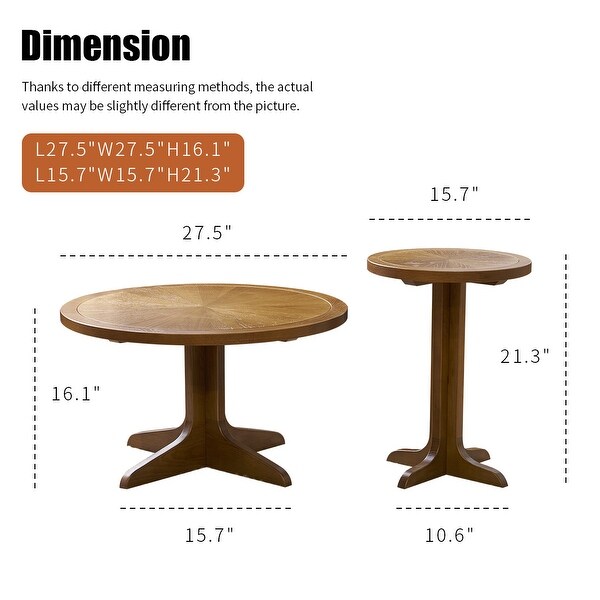 2Piece Modern Farmhouse Living Room Coffee Table Set,Stylish and Elegant Nesting Round Wooden Table