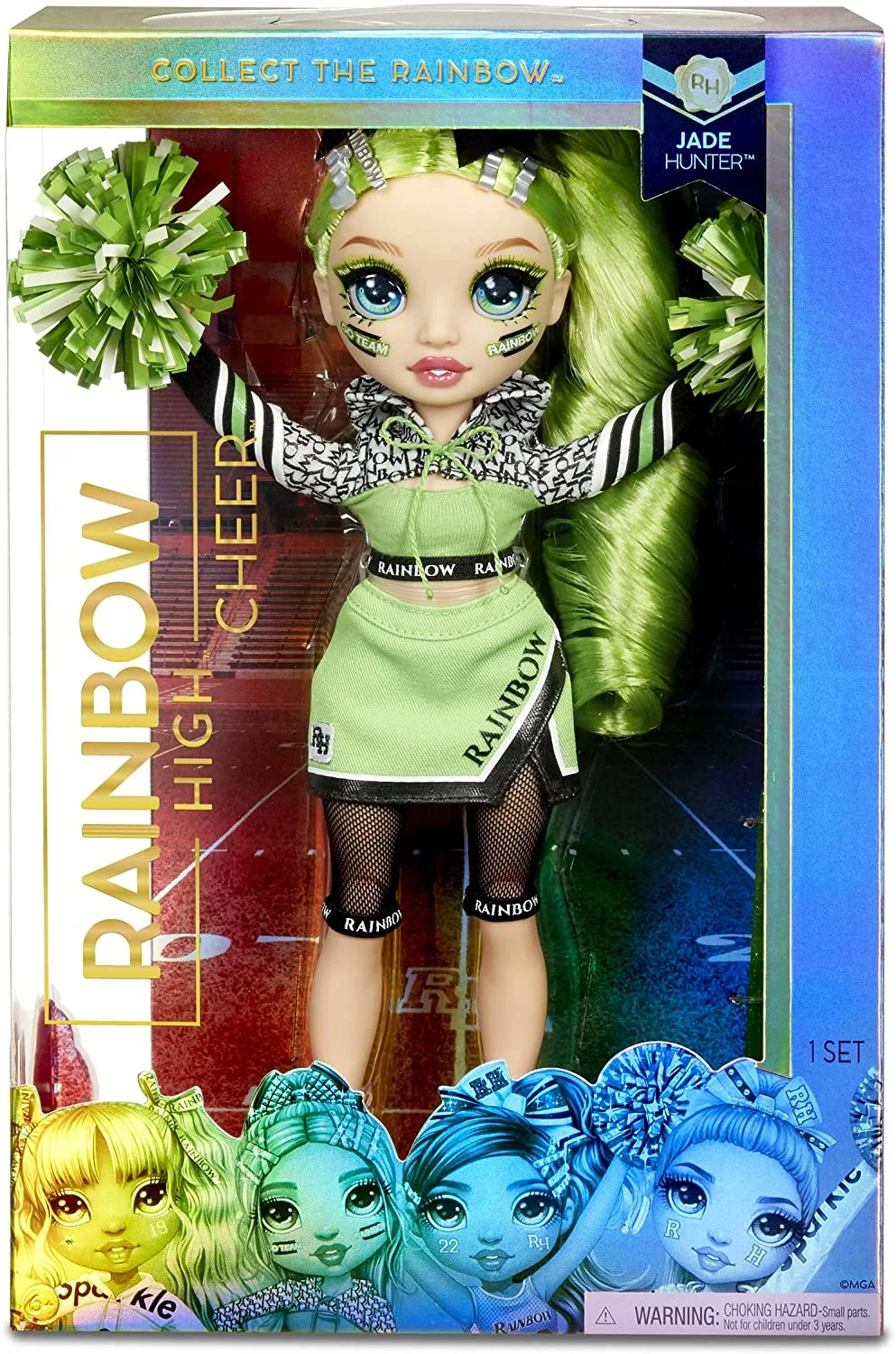 Rainbow High Cheer Jade Hunter Cheerleader Fashion Doll, 2 Pom