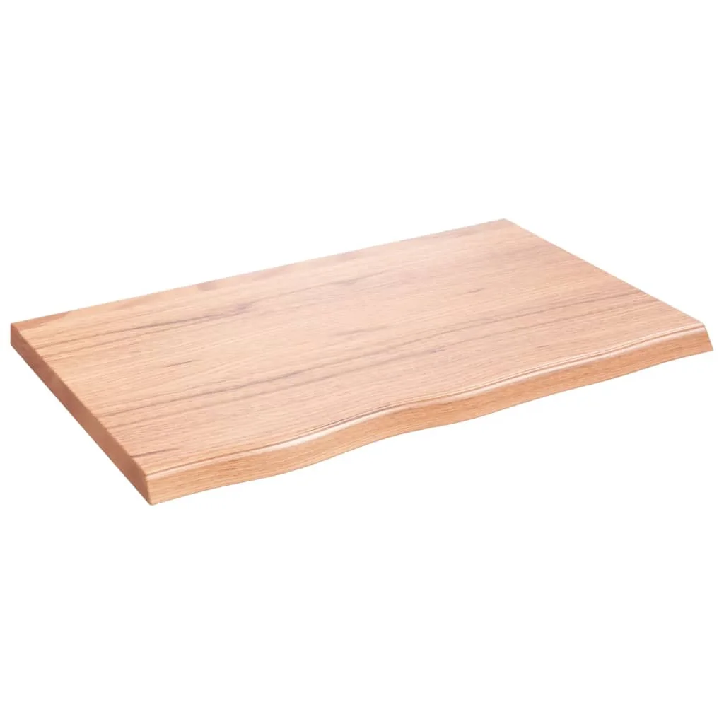 Tomshoo Wall Shelf Light Brown Oak Wood, Rustic Style Storage Solution, Handmade with Live Edge