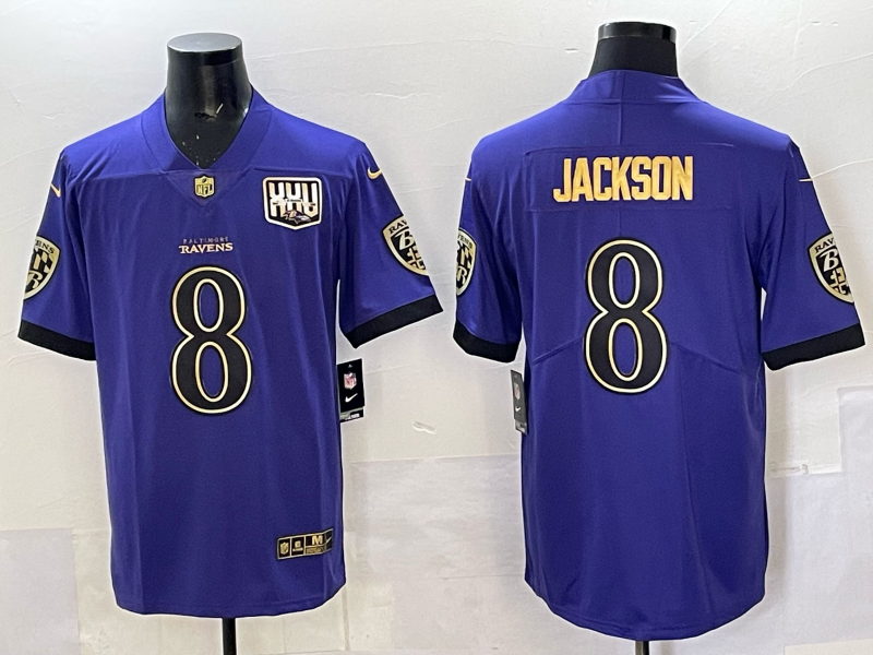 Men's Baltimore Ravens Lamar Jackson #8 Purple Game Player Jersey