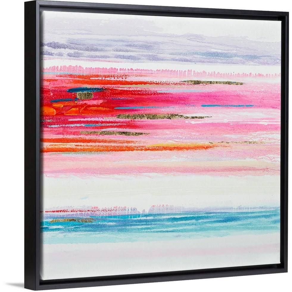 Desert Sunset in Spring Black Float Frame Canvas Art - 24 x 24