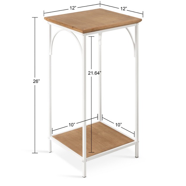 Kate And Laurel Anthea Square Mdf Tea Table 12x12x26 Rustic Brown And White