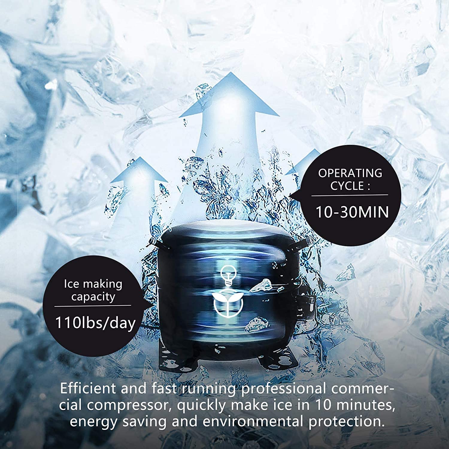 2026 YUTGMasst Commercial Ice – 110LBS/24H Stainless Steel Free-Standing Ice Machine Maker Air Cooling Ice