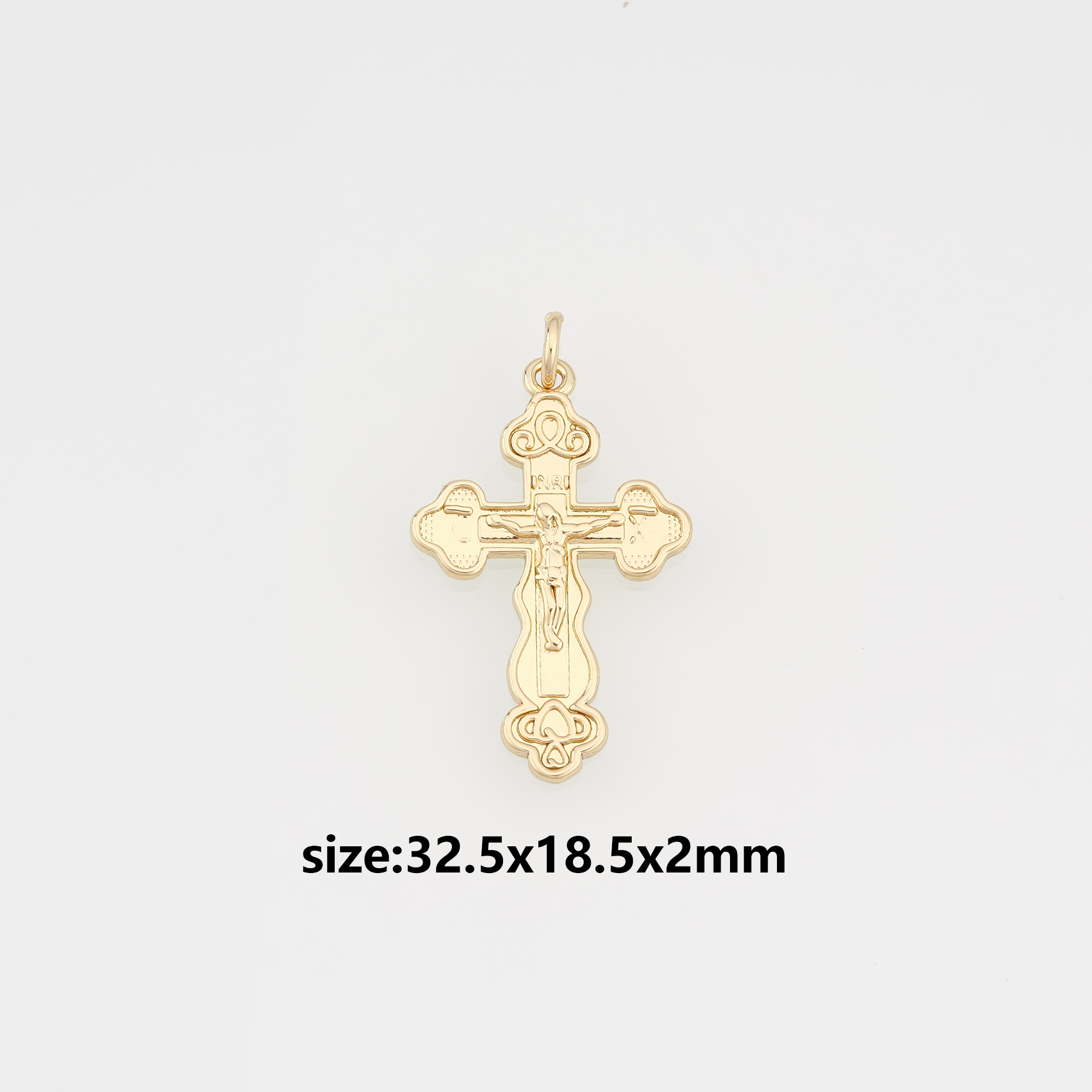 18K Gold Filled Cross Pendant,Religious Charm Earrings Necklace for DIY Jewelry Making Supply