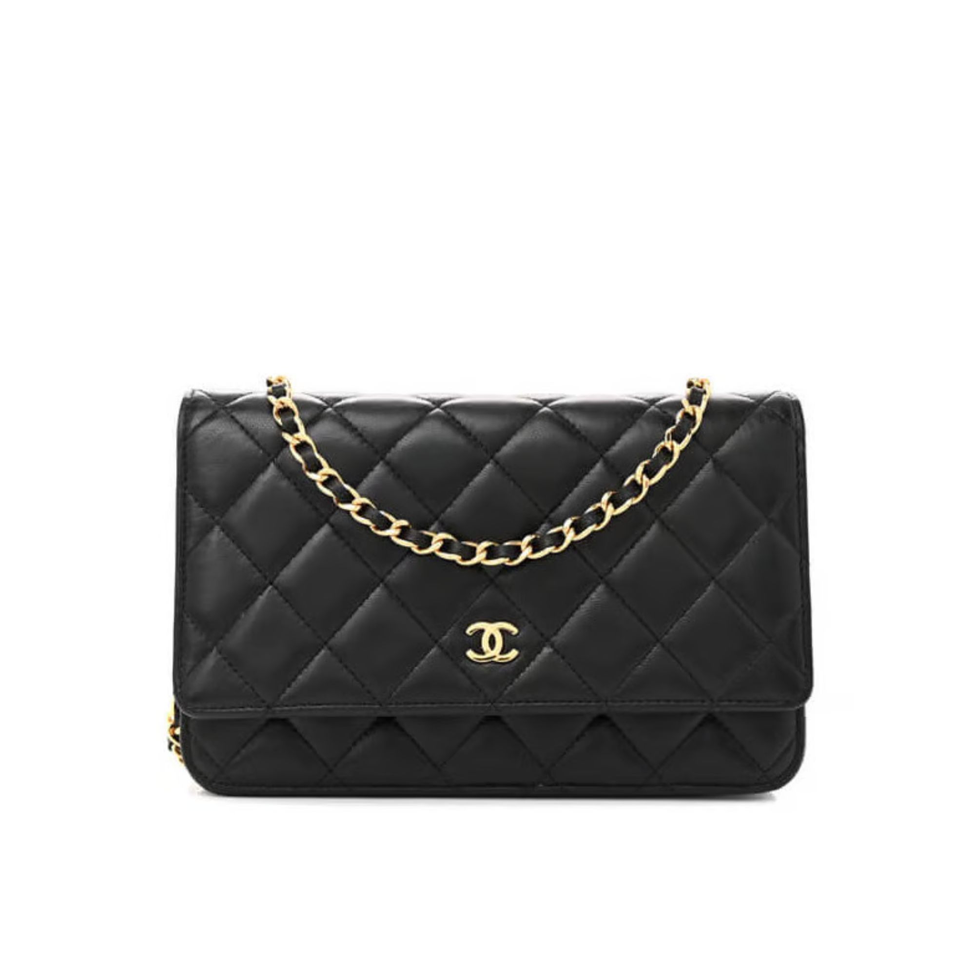 Chanel Lamb Wallet On Chain Woc Black 19cm