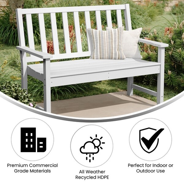 All Weather Heavy Duty Commercial Recycled HDPE Bench with Curved Seat
