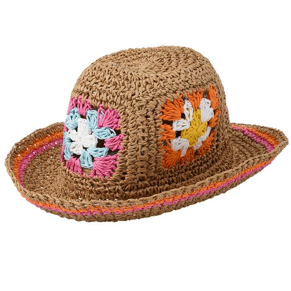 Gina Benotti Damen Strohhut mit Blumen-Muster