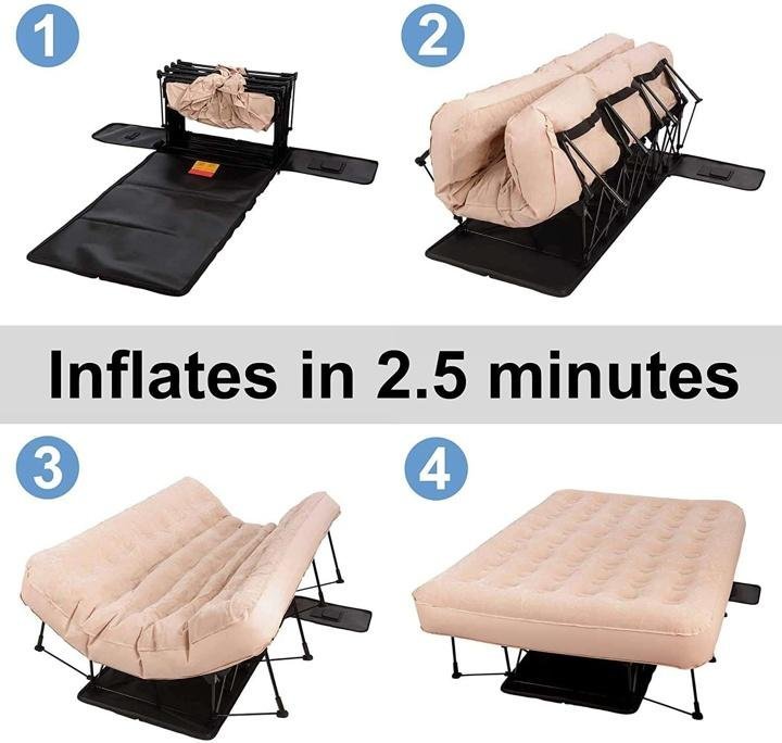 ez-air-bed-Self-Inflating Queen Size Air Mattress with Built-in Frame, Pump and Wheeled Case