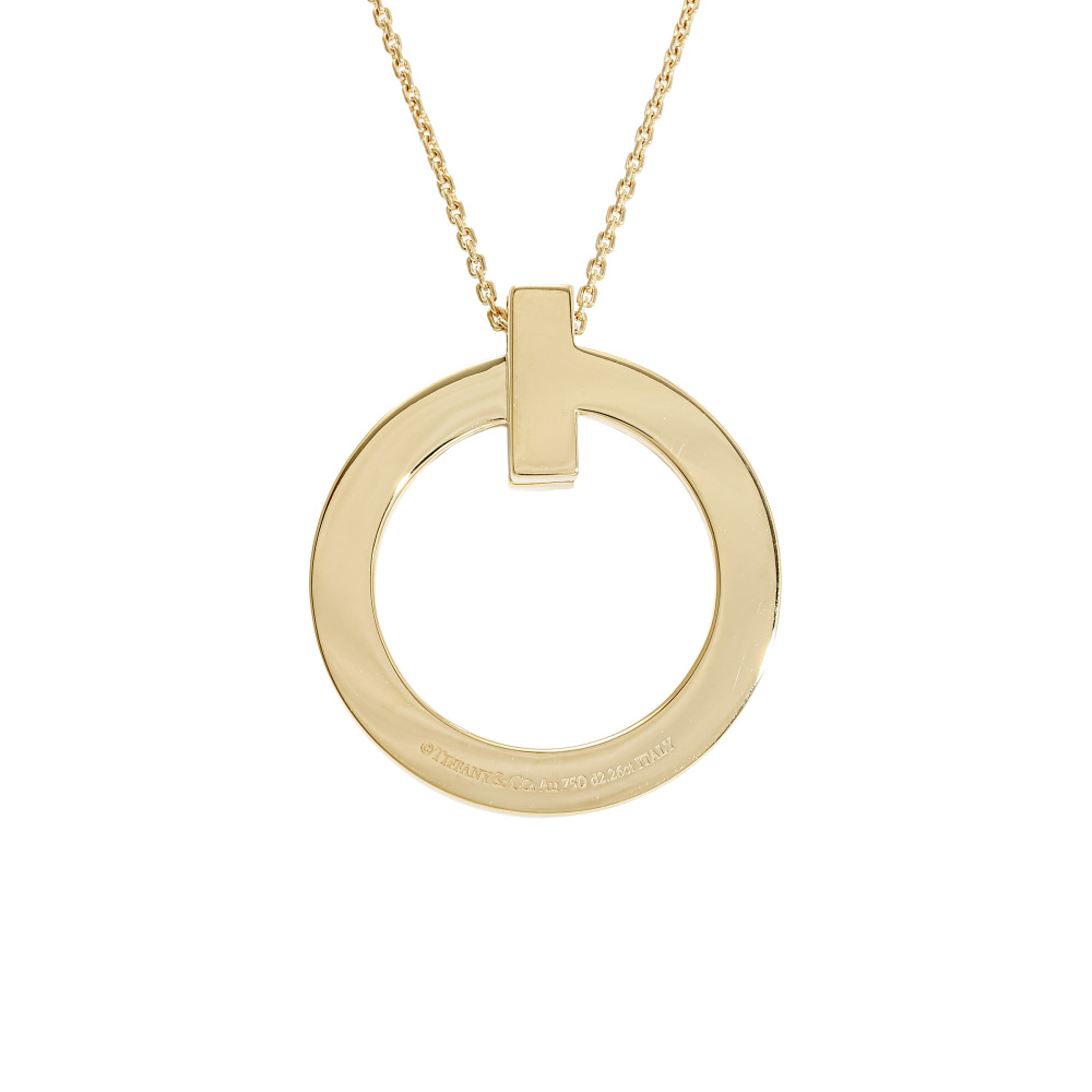Tiffany & Co. Tiffany T Circle Necklace 18K Yellow Gold Diamond