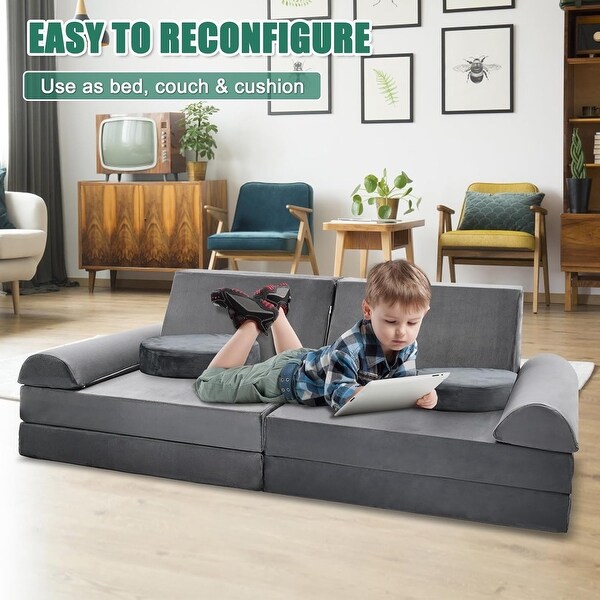 DoCred Kids Couch Play Set Modular Convertible Sofa Creative Kids Sofa