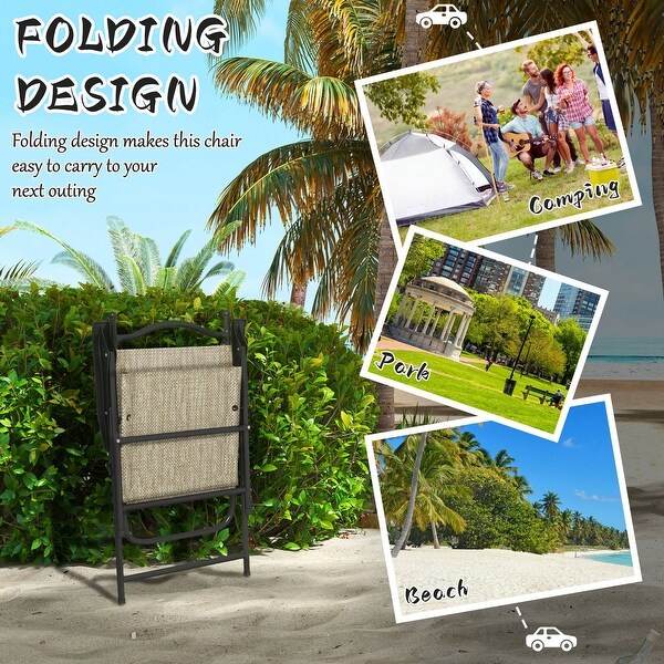 Outsunny Folding Patio Chairs,Set of 4 Camping Chairs with Armrests