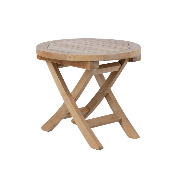 RRI Goods Teak Wood Folding 20Inch Round Outdoor Coffee Table Perfect for Outdoor Backyard,Front Porch,Balcony