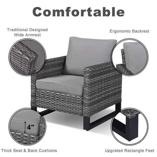 Patio Conversation Set with Fire Pit Table and Side Table