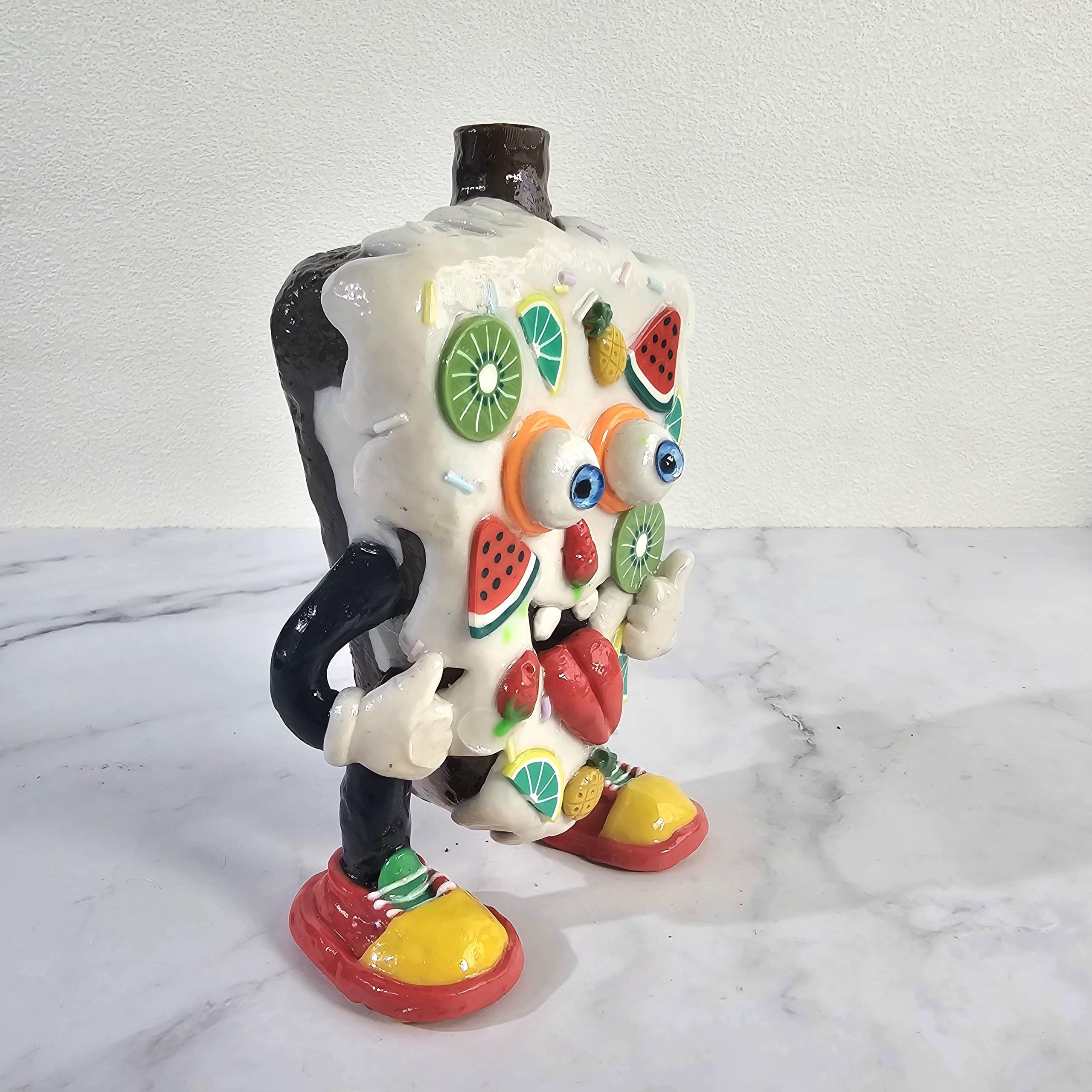 Fruit Pizza Slice mini dab rig cartoon character 14mm male bowl glass