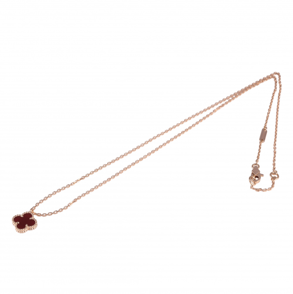 Van Cleef & Arpels Sweet Alhambra Necklace 18K Rose Gold Carnelian VCARN59M00